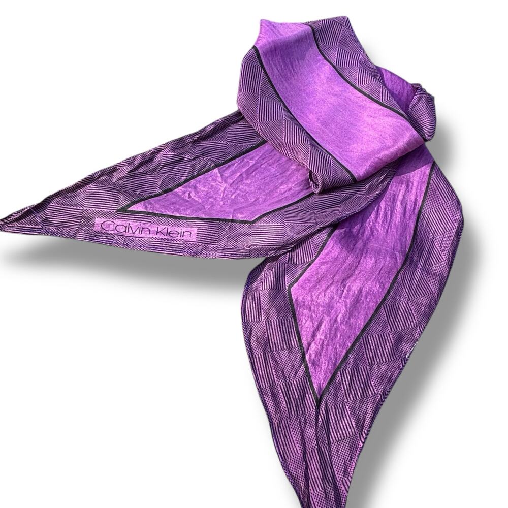 Calvin Klein Purple and Black Oblong Scarf